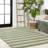 Cino Two-Tone Wide Stripe Green/Cream Indoor/Outdoor Rug-69806592