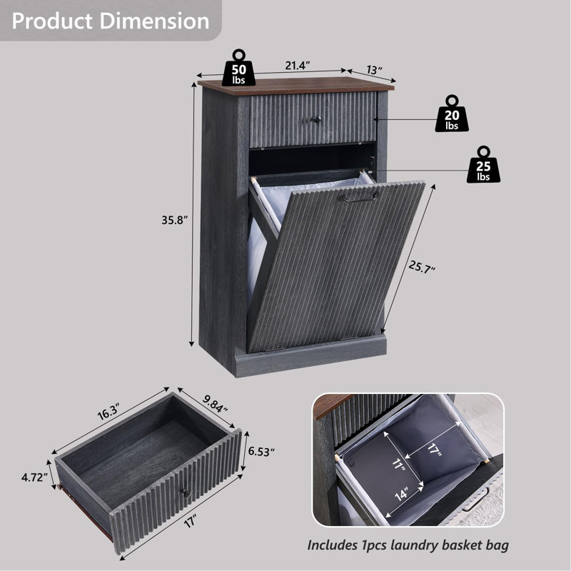 jingtingshan Modern Tilted Laundry Basket Cabinet | Wayfair
