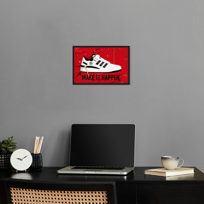 Make It Happen Sneaker Red Urban Style Wall Art by Notoriart