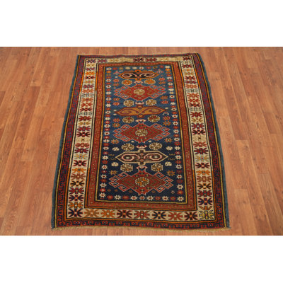 Pre-1900 Antique Kazak Vegetable Dye Rug 4x5