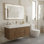 Ensemble de meuble-lavabo mural 39,4 po avec surface en noyer fritté et lavabo encastré en céramique