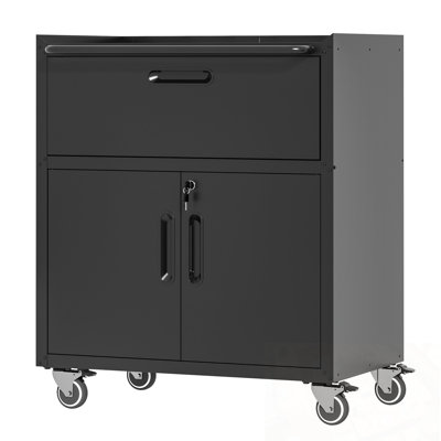 Metal Storage Cabinet With 1 Drawer And 2 Locking Doors