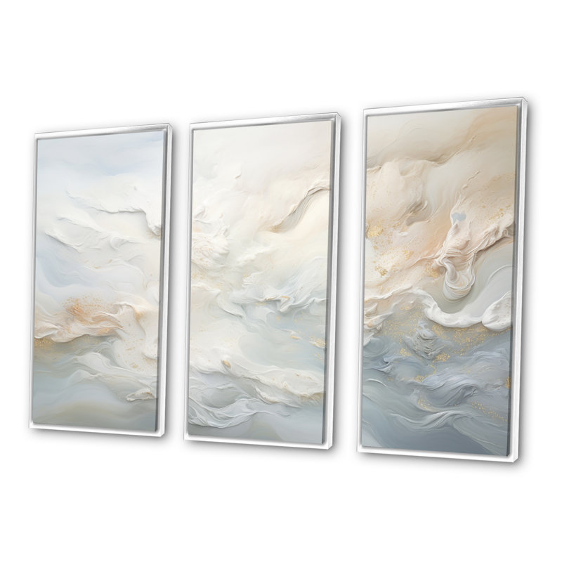 Ensemble de salon Clouds Charm liquide Art II - Clouds Wall Art, H 40 po x l 60 po x P 1 po, Cadre flottant blanc