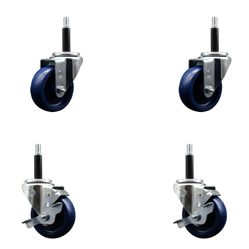 Ensemble de roulettes extensibles pivotantes en poly solide 2 roues SCC TLB 3,5 po x 3/4 po