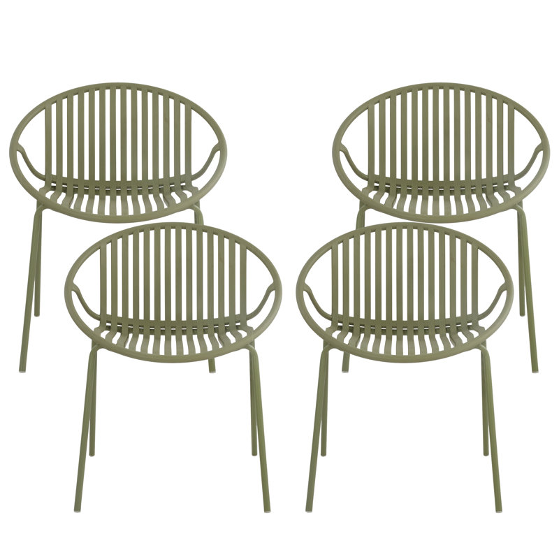 Ensemble de chaises de salle à manger empilables Yelva, Vert