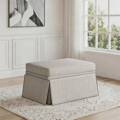 Upholstered Skirted Rectangular Storage Ottoman with Lift-Top