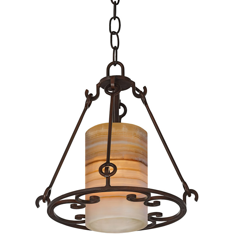 Luminaire suspendu unique à 1 lumière Medallion, Beige / brun / ivoire, rouille