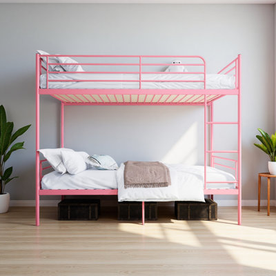 Bunk Bed With Ladder And High Guardrail,Twin Over Twin Size