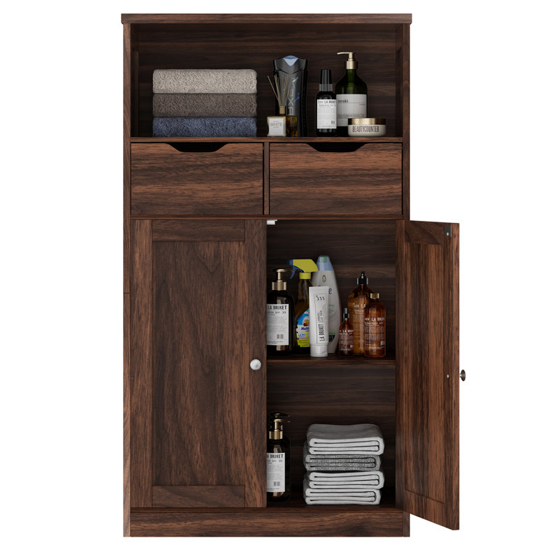  Menik Freestanding Bathroom Storage Cabinet, Walnut