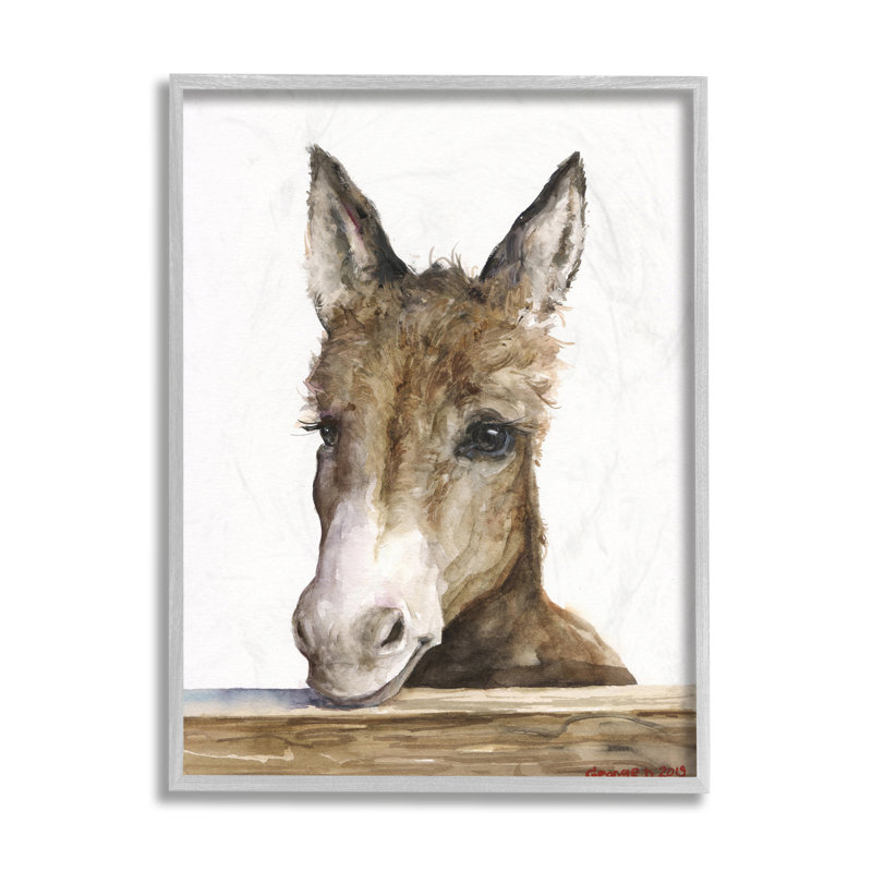 Bébé âne, adorable animal de ferme, H 20 po x l 16 po, Estampe numérique Farmhouse