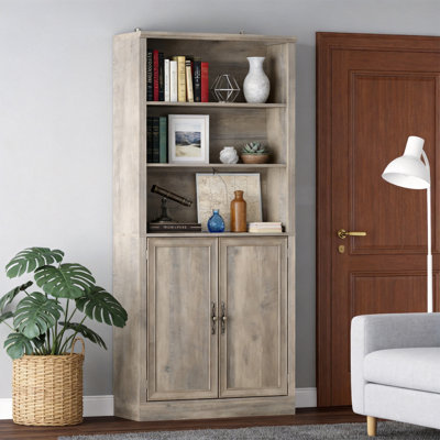 Bibliothèque 70,1 "de hauteur avec armoire, 5 niveaux, tablettes réglables