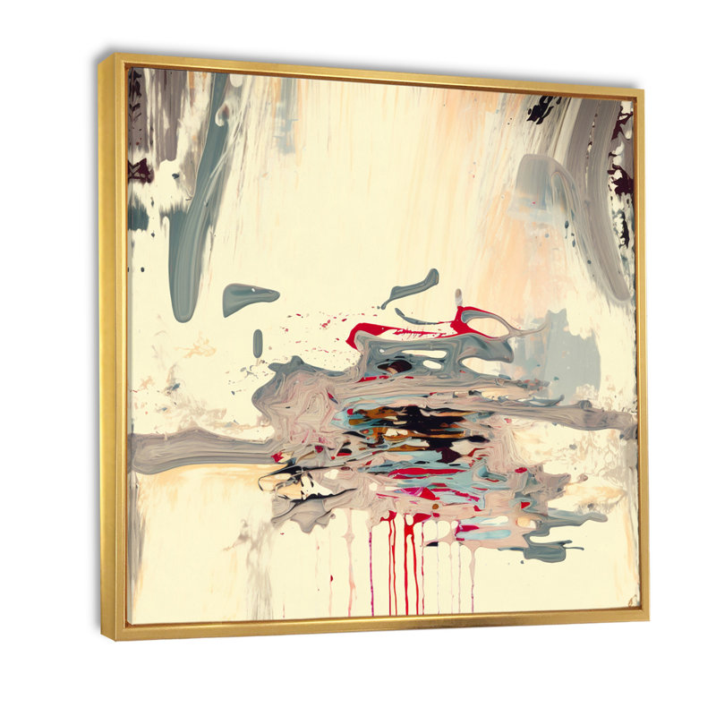 «Dancing Alone Minimal Abstract», reproduction d'art sur toile, Cadre flottant doré, H 30 po x l 30 po x P 1 po