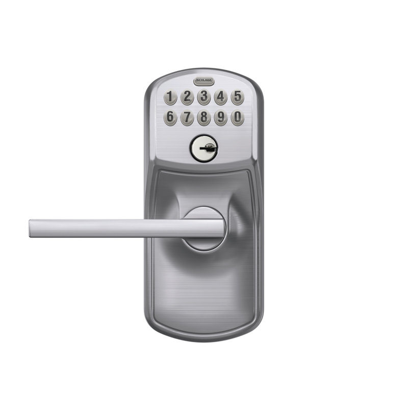 Latitude Keypad Lever with Plymouth Trim, Satin Chrome, Keyed Alike, Yes