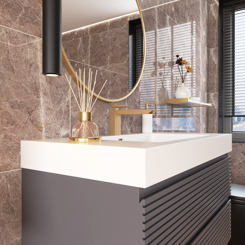 Meuble-lavabo mural 36 po en contreplaqué flottant avec lavabo