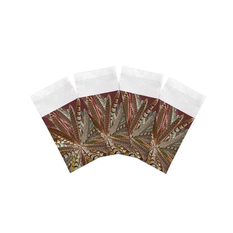 Pheasant Feathers Cotton Sateen Dinner Napkins, Porto