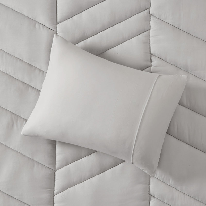 Gray Twin Microfiber Reversible Chevron Comforter Set