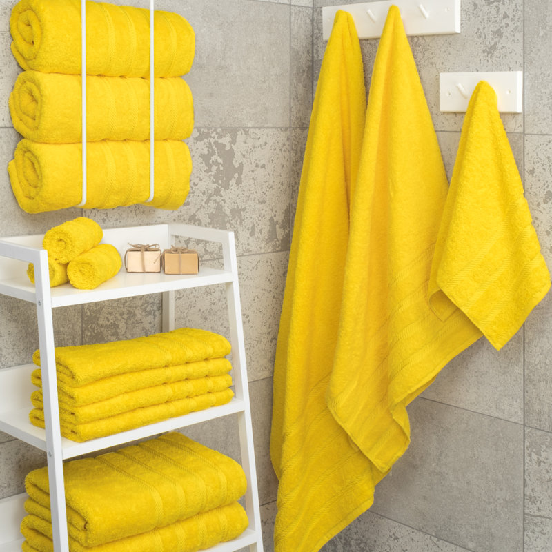 Ensemble de serviettes de bain turques de luxe 100% coton 4 pièces Edison Collection, Jaune