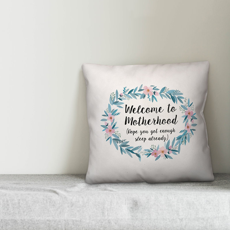  Coussin Welcome to Motherernal, 16 po x 1 po, Polyester / Bourre en polyester