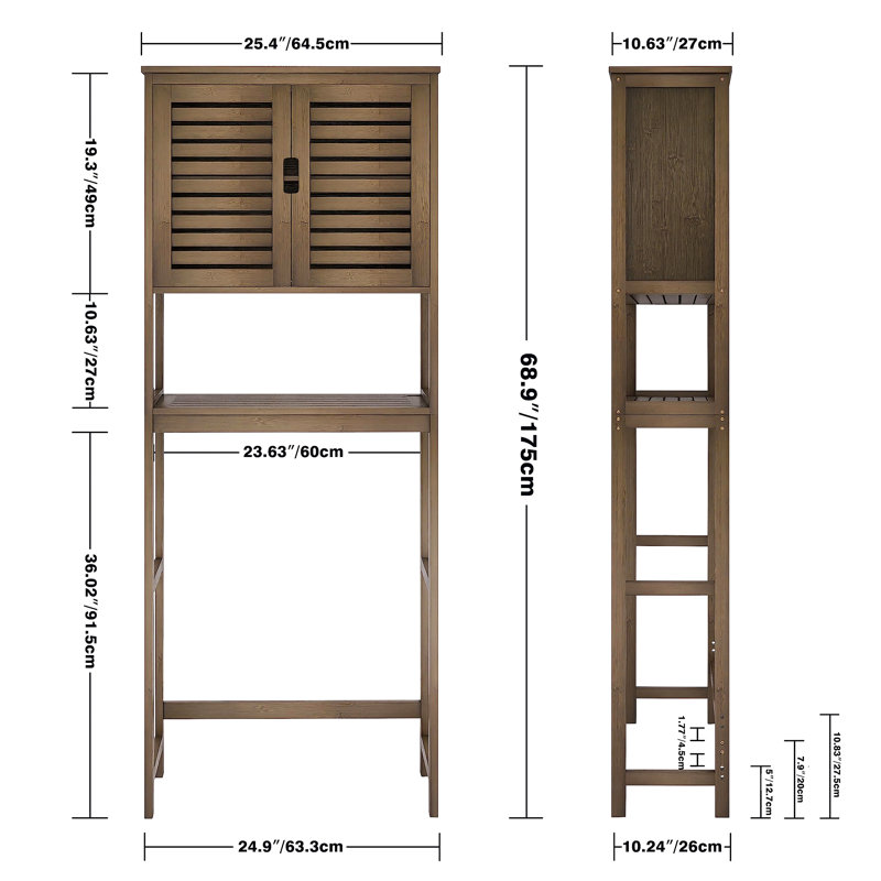 Hedia Freestanding Over The Toilet Storage, Walnut