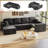 Boneless L-Shaped Modular Sectional Couch, Cloud U-Shaped Sectional Sofa with Wide Armrest-1889001247