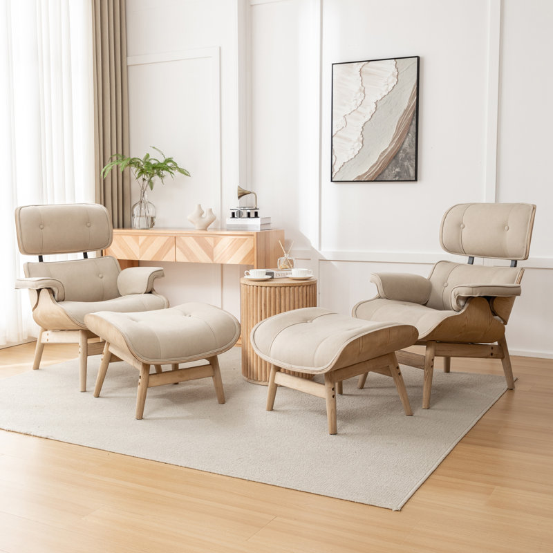 Chaise longue avec repose-pieds Bushea, Polyester kaki