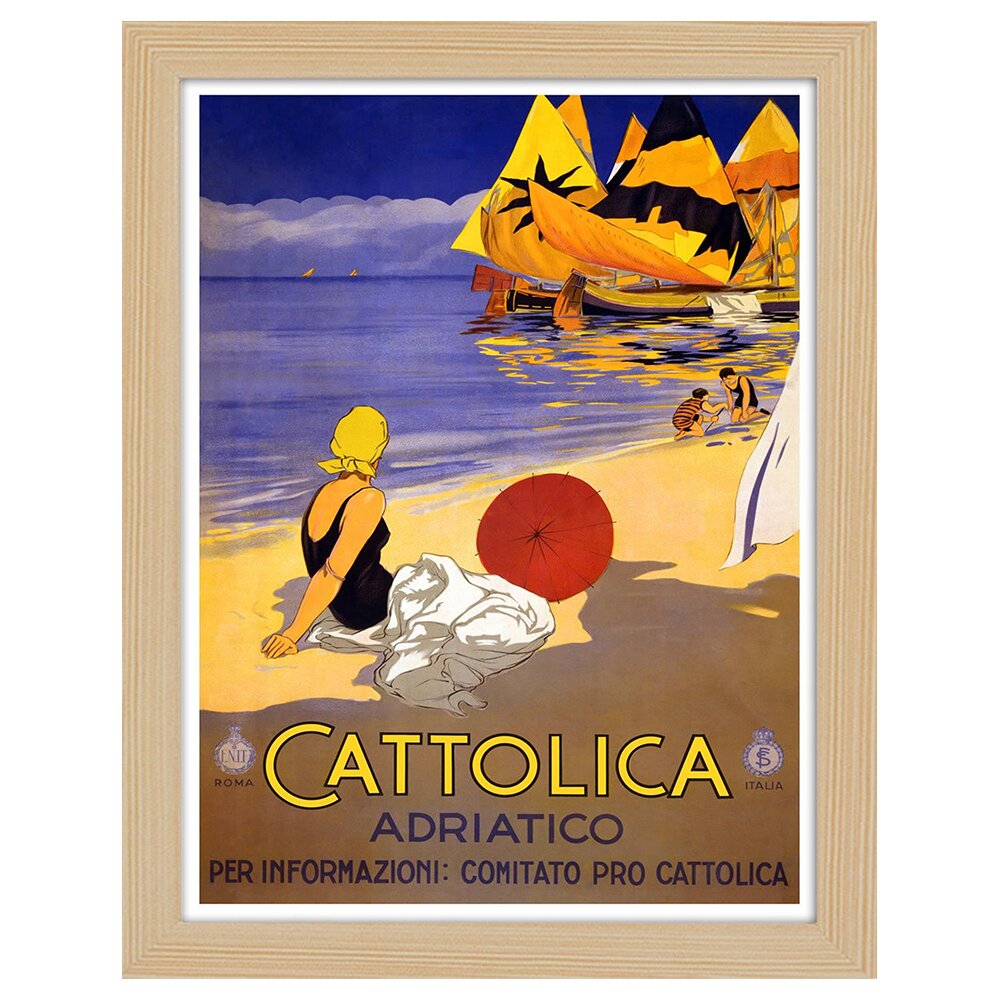 Leinwandbild Vintage Tourist Poster Cattolica