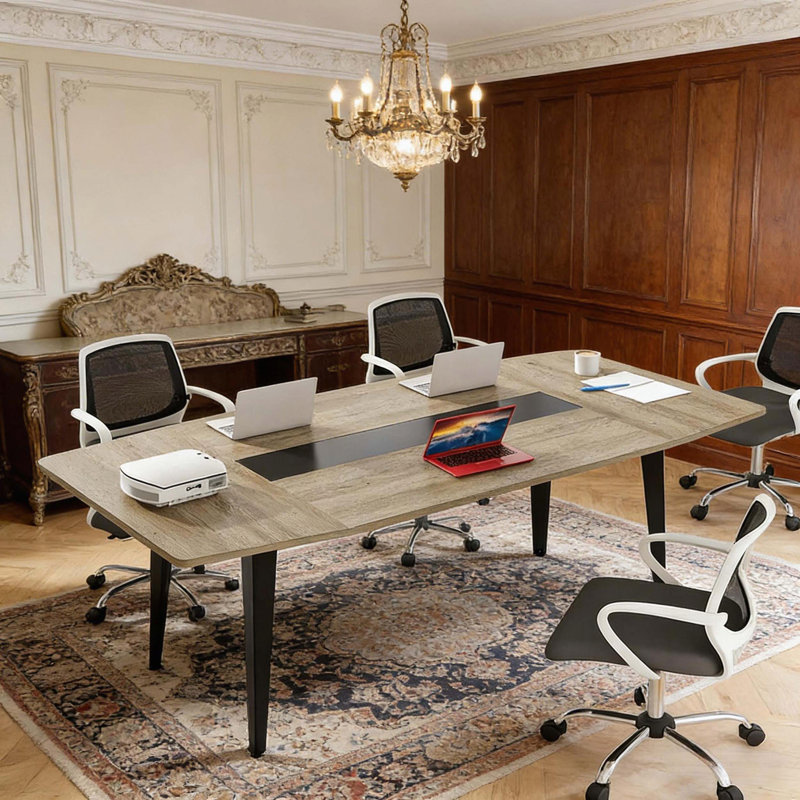 Boat Shaped Conference Table with Cable Grommets