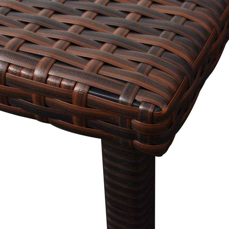 Vollmer 77.2" Long Single chaise with Cushions and Table, Brown