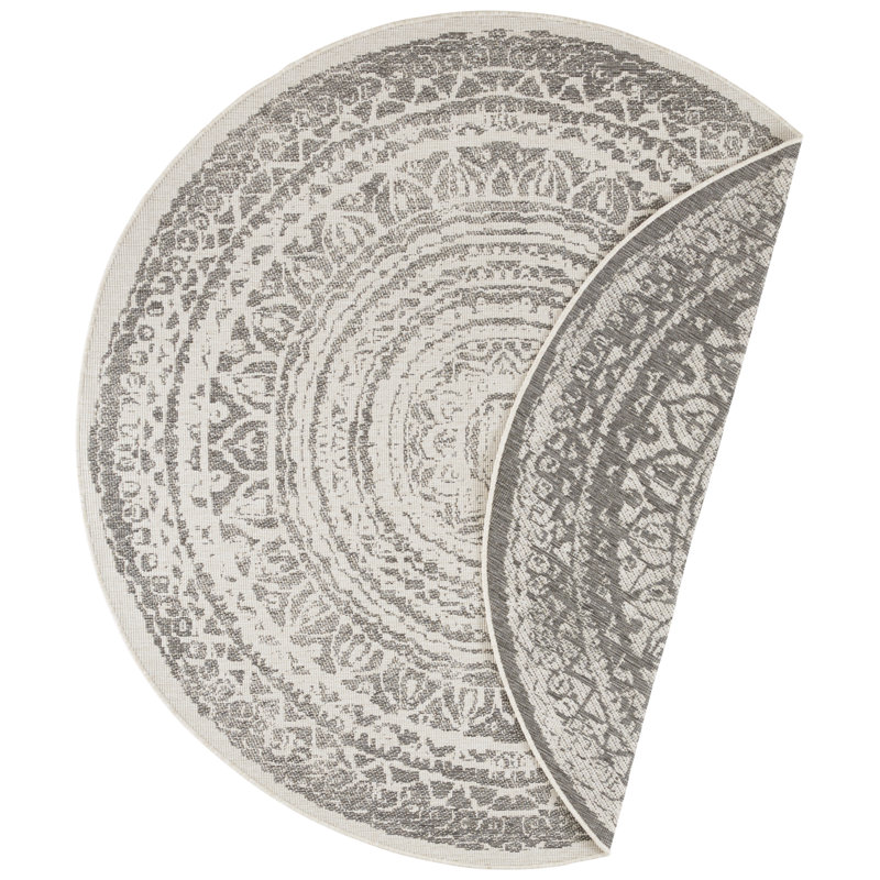 Rosica Flatweave Grey Rug, Round 140 cm