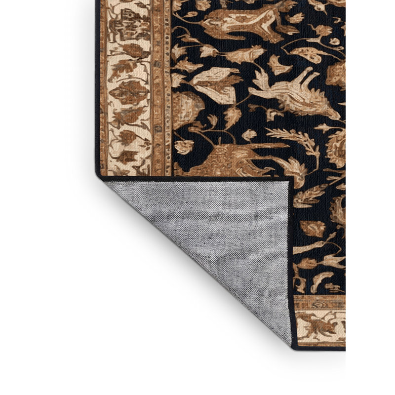 Machine Washable Persian Brown Area Rug, Round 7'