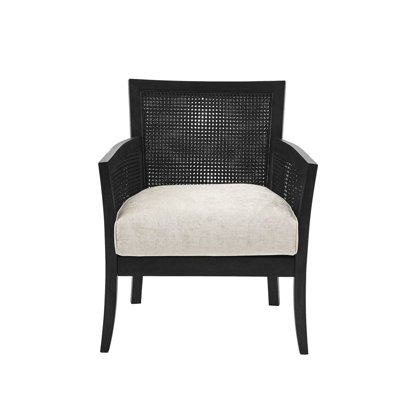 Accent Chair With Cane Sides And Solid Wood Legs, High Foam Seat, Cover, Assembly Required, Queen Featuring Back Sides, Filling, 28"W X 28.5"D 33.5"H, Fabric