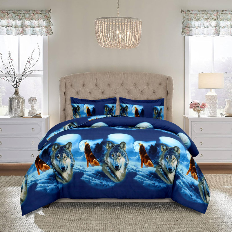 Aspire Homeware 3D Wolf Print Complete Duvet Cover Set with Pillowcases & Fitted Sheet