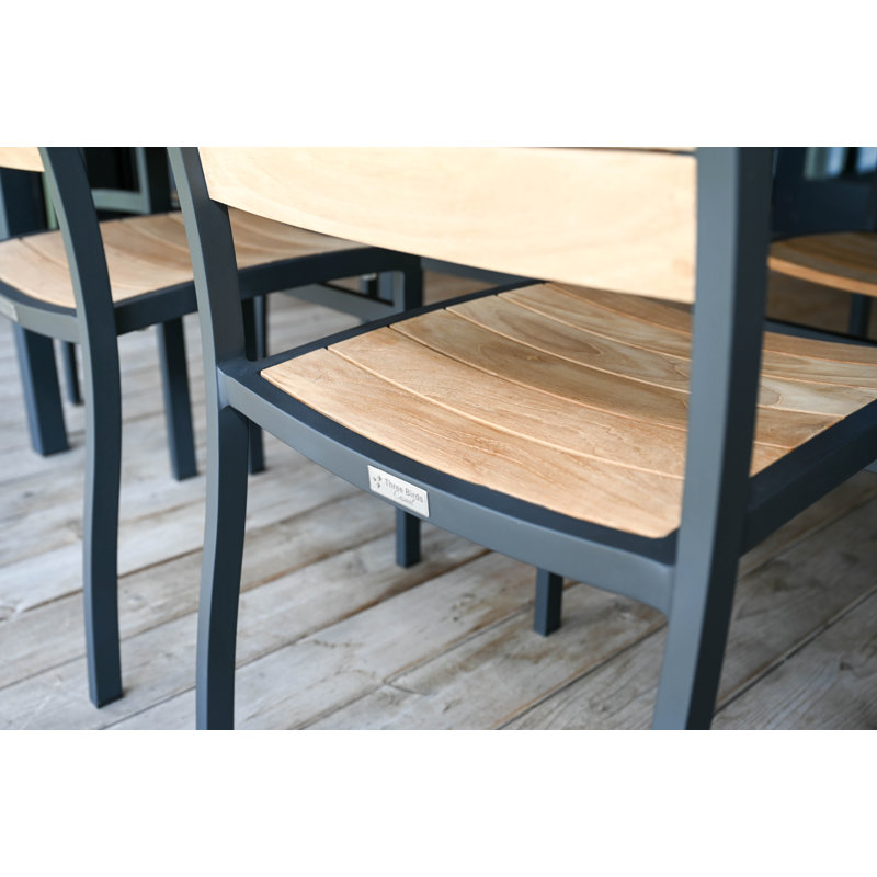 SoHo Teak Aluminum Outdoor Stacking Armchair, Black