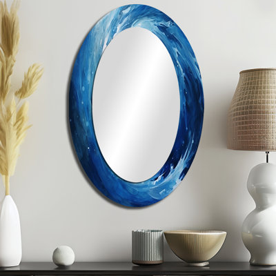 «Blue Swirl Wave Spiral VI», miroir mural unique en spirale abstraite