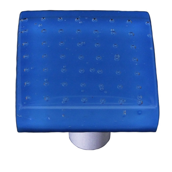 Egyptian Blue Glass Square Knob with Aluminum Mount