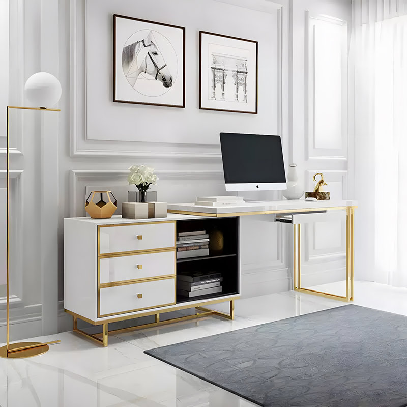 Bureau de coin tout-en-un Scandinavian Home, H 30,71 po x l 55,12 po x P 21,65 po