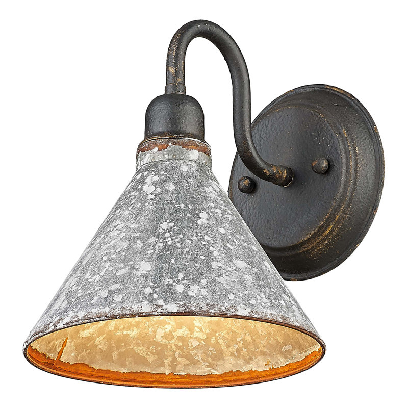 Applique murale 1 lumière Duwana en fer noir antique avec acier galvanisé