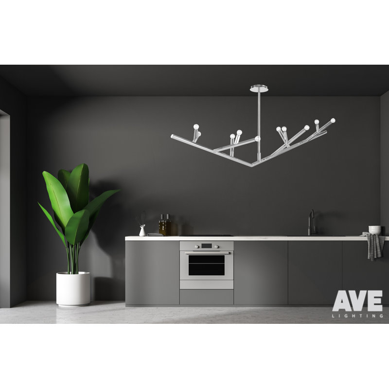 12 - Light Chandelier, Polished Nickel