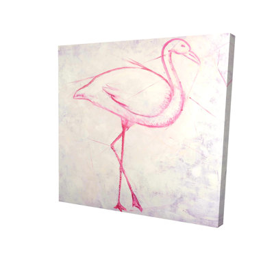 Gris, flamant rose, croquis, toile, art mural
