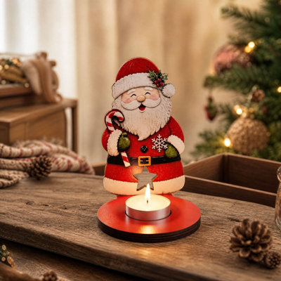 Décoration de Noël, bougeoir en bois, ornement de bureau, socle pour bougies sur pied, fabrication artisanale en bois massif, décoration festive pour la maison, cadeau de Noël.
