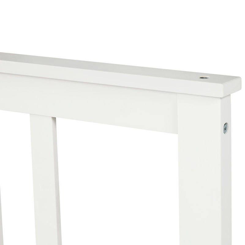 Lit plateforme simple en bois avec tête de lit et blanc - 10 lattes robustes, aucun sommier requis, assemblage facile