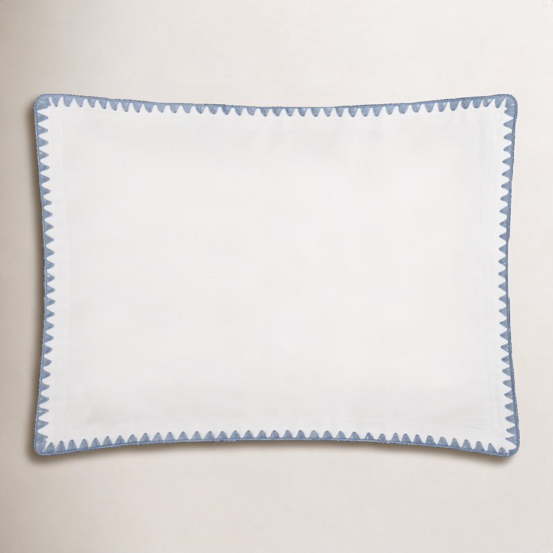 Poppy 100% Cotton Percale Shams, white/ ocean blue, Standard