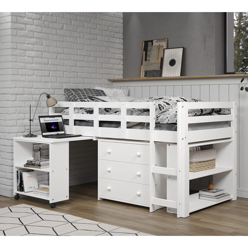 Helmward Kids Twin Loft Bed with Drawers