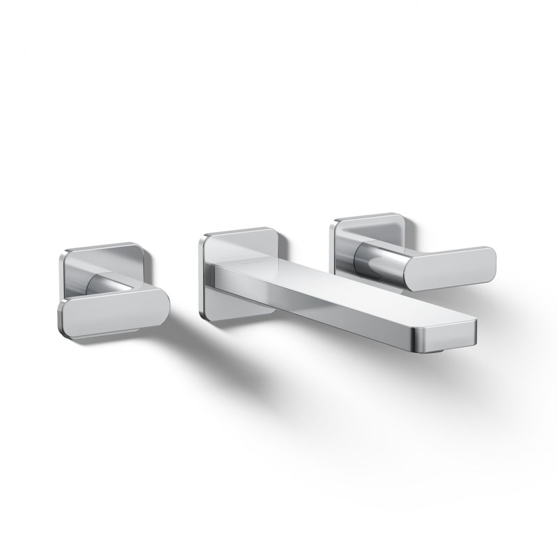 Parallel Wall-Mount Bathroom Sink Faucet Trim, Polished Chrome