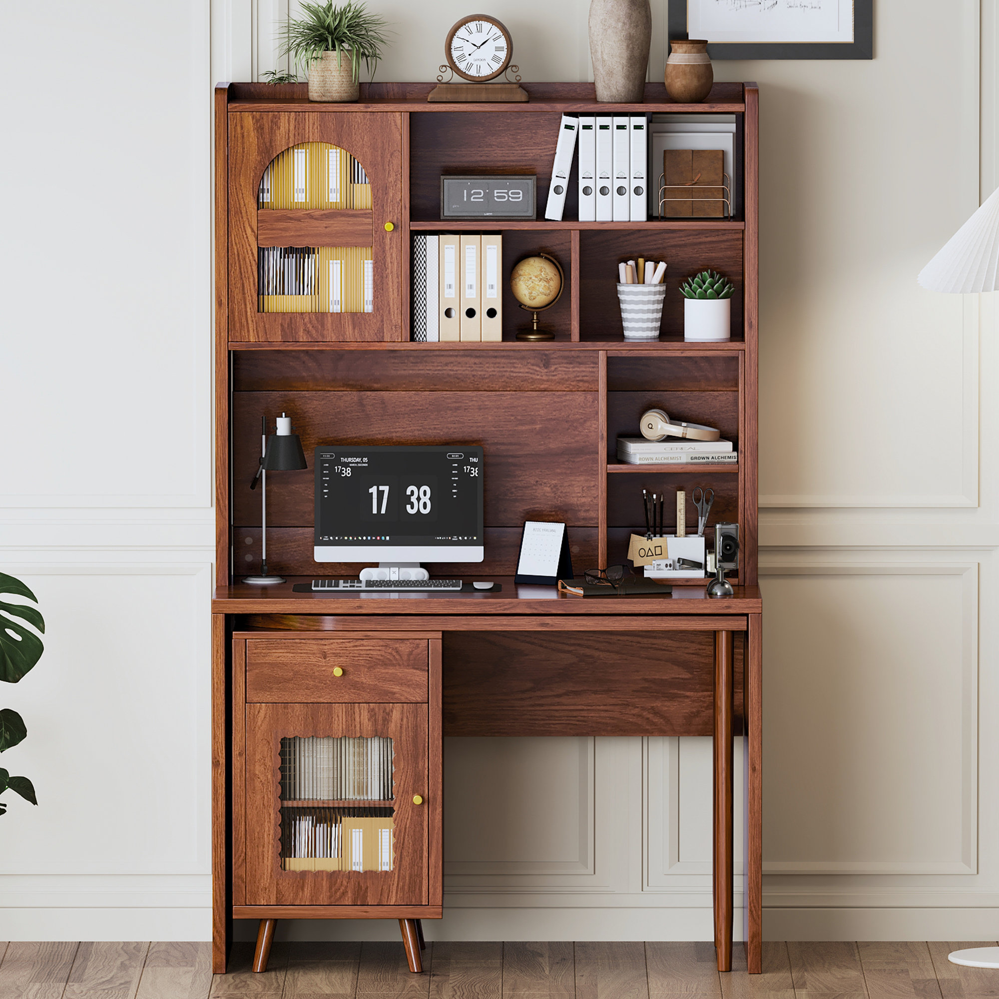 George Oliver Computer Desk with 90 Degree Rotating Desktop | Wayfair