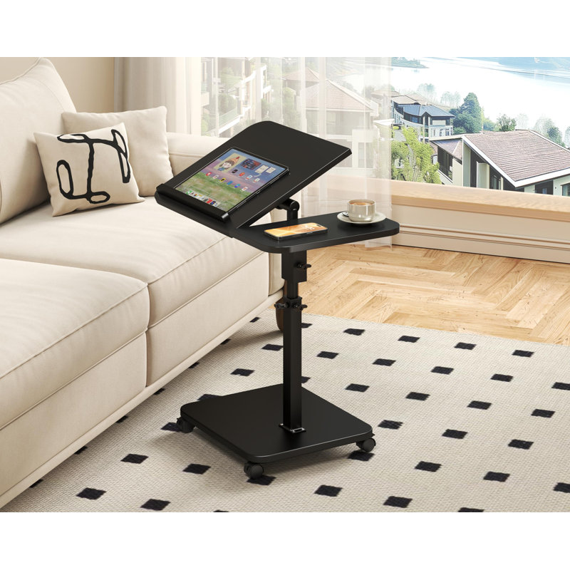 Table de bout en C avec roulettes - Bureau mobile à hauteur ajustable pour salle de classe, Black