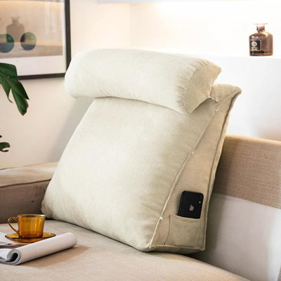 Bed Wedge Reading Pillow, Adjustable Reading Throw Cushion Triangular Pillow Wedge Couch Pillow for Lumbar Neck Back Support Pillow with Removable Velvet Cover