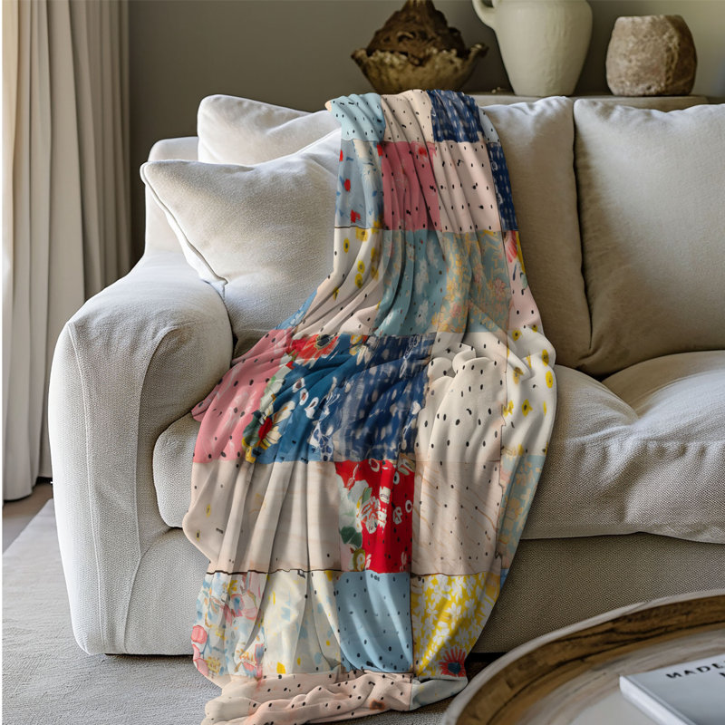 Texture matelassée - Couverture sherpa de qualité supérieure 1 pièce, L 60 po x l 50 po