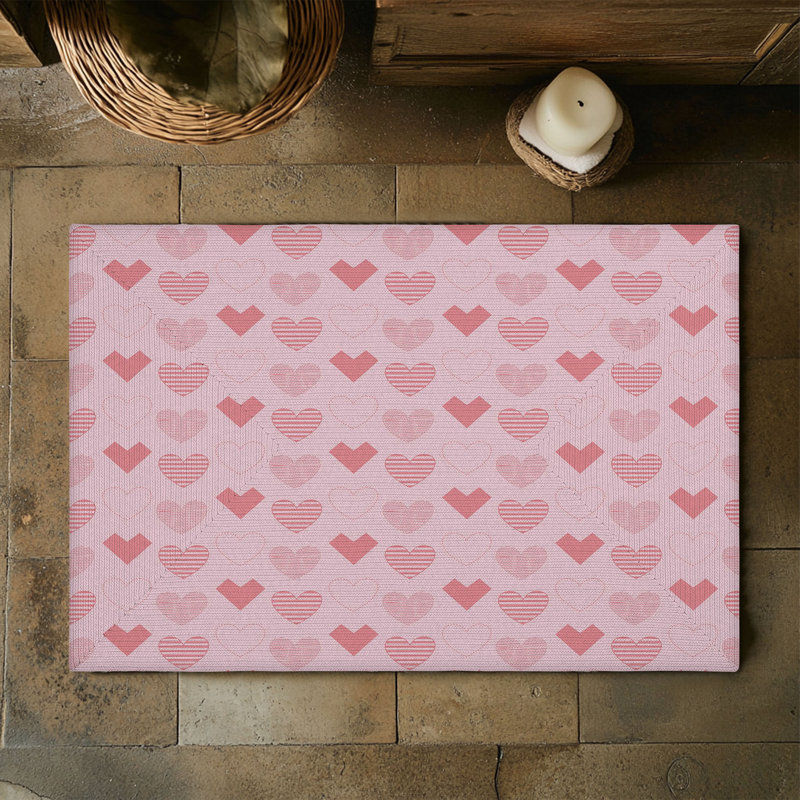 Tapis tressé romantique Heart-Packed, Rectangulaire 3 pi x 5 pi