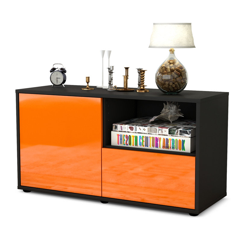 Sincere 92 cm W Chest of Drawers, High-gloss Orange / Matte Anthracite